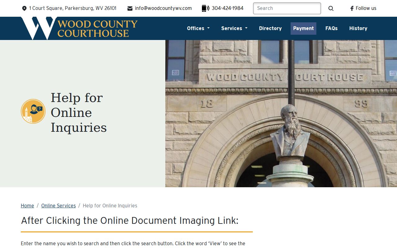 Wood County property search instructions for card file fields